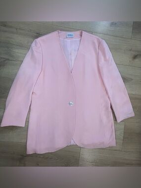 Akris Pastel Pink Single-Button V-Neck Blazer